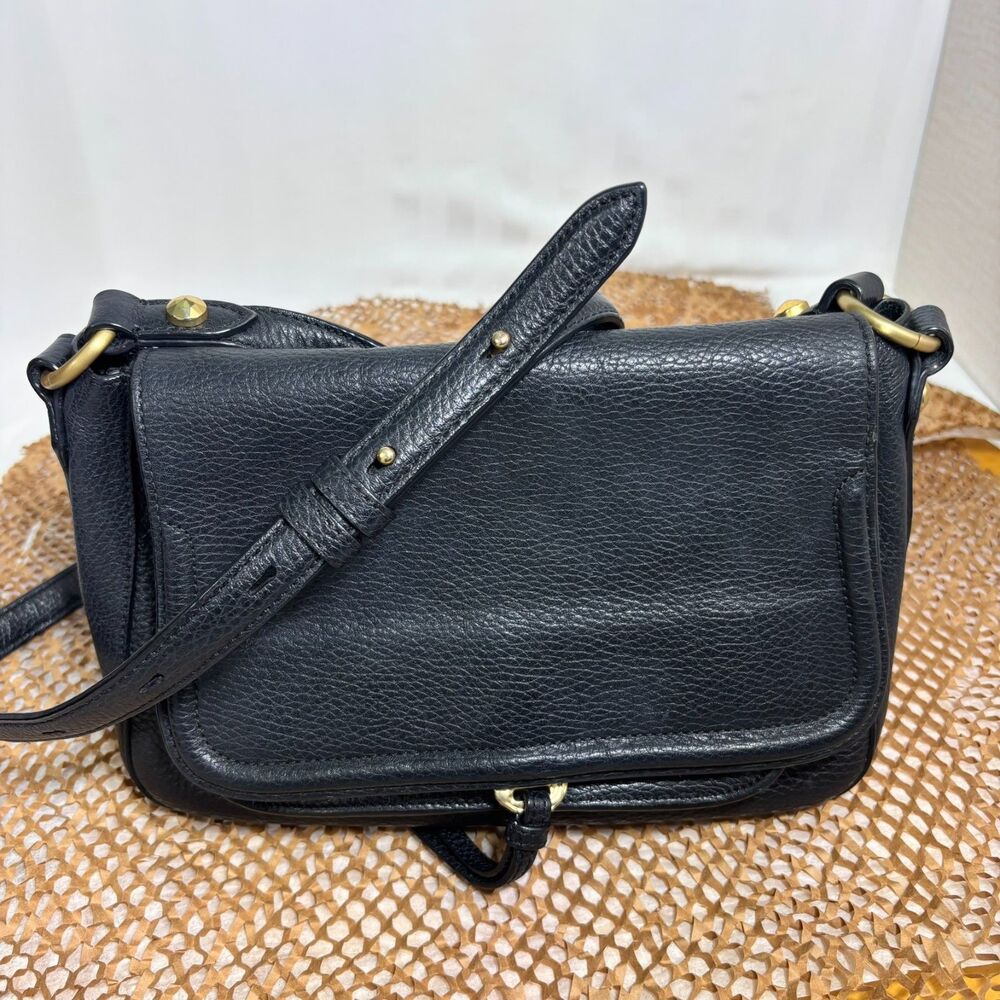 Annabel Ingall Australia | Tara Satchel | Black Pebble Leather w/ Gold Hardware